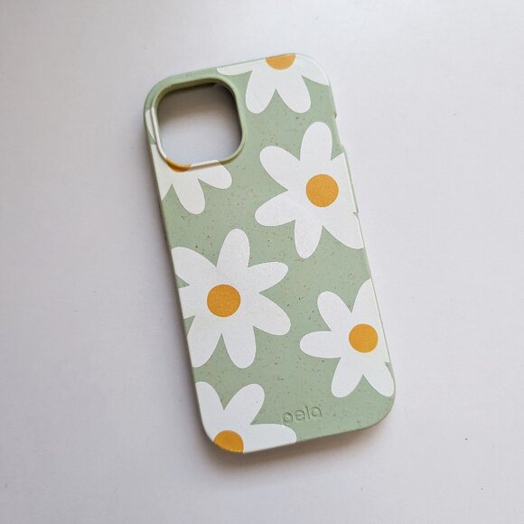 Pela Other - iPhone 15 Pela Case Plant Based Sage Green White Flowers
